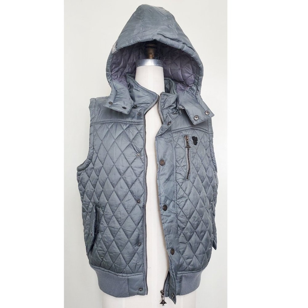 LRG Clothing Men's Grey Puffer Vest with Detachable Hood M - Picture 12 of 12